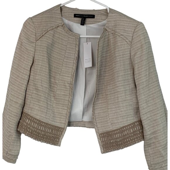 White House Black Market Womens 3Q Sleeve Natural Suit Jacket Size 6P 7817 - Picture 1 of 11
